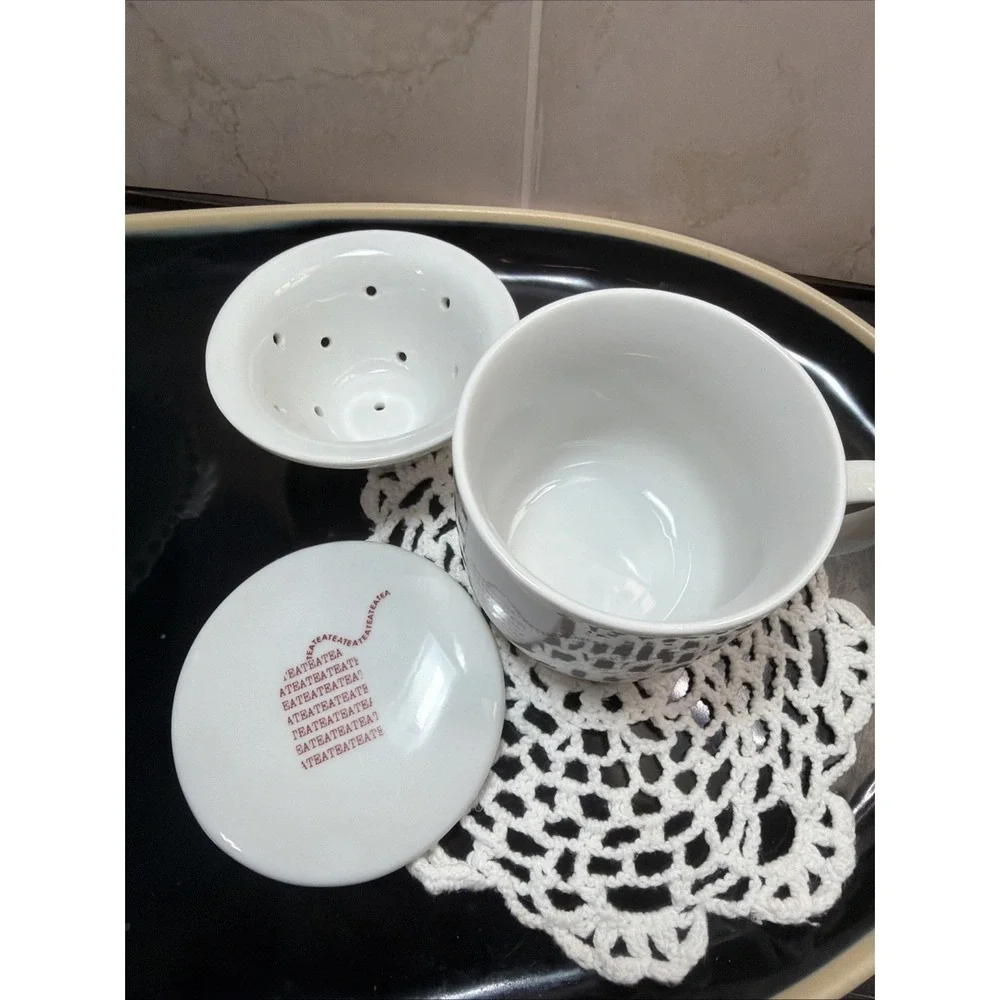 The Toscany Collection Tea Bag Design Tea Mug w/Tea Strainer & Cover-Coaster
